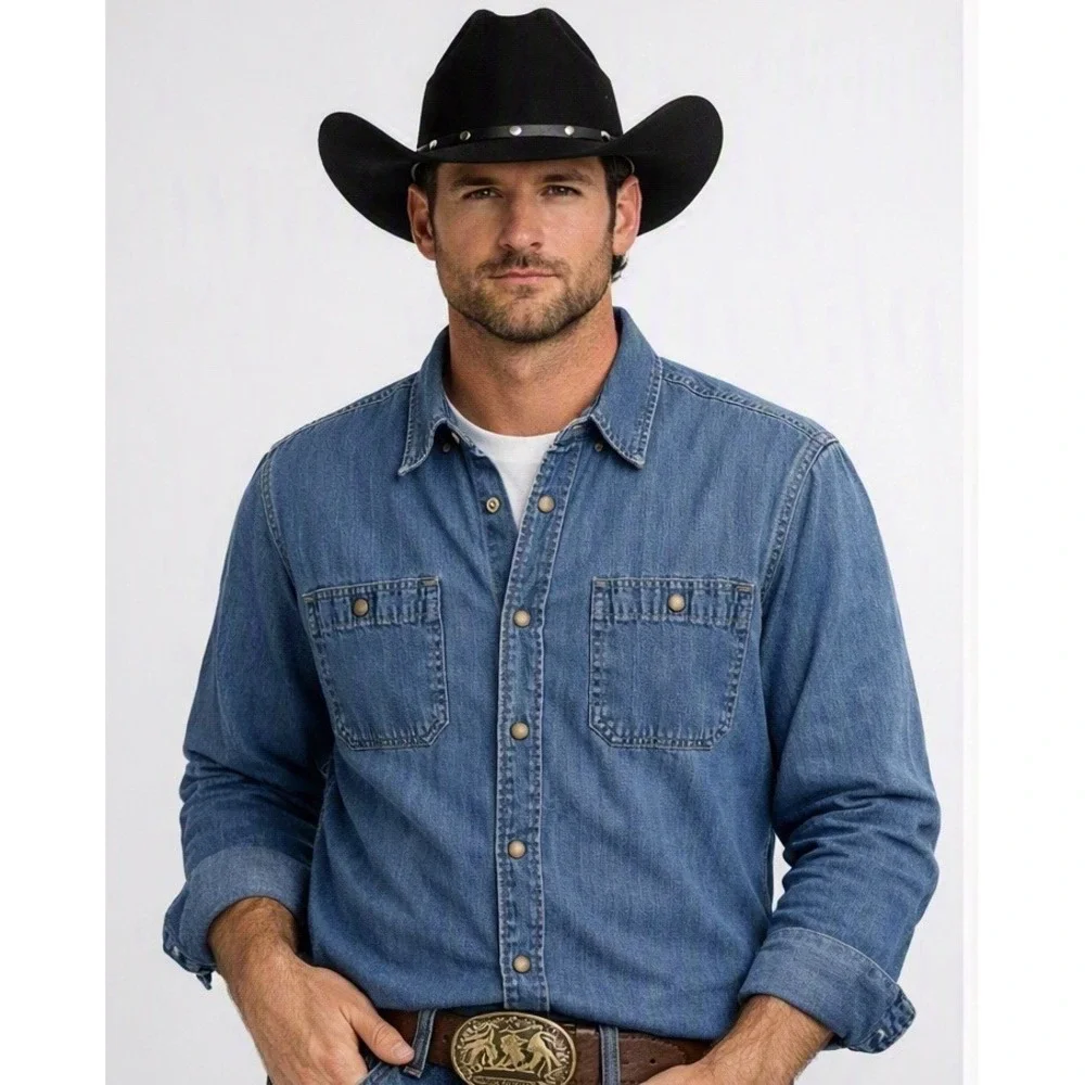 Levi's Denim Western Snap Shirt Button Front Long Sleeve Large